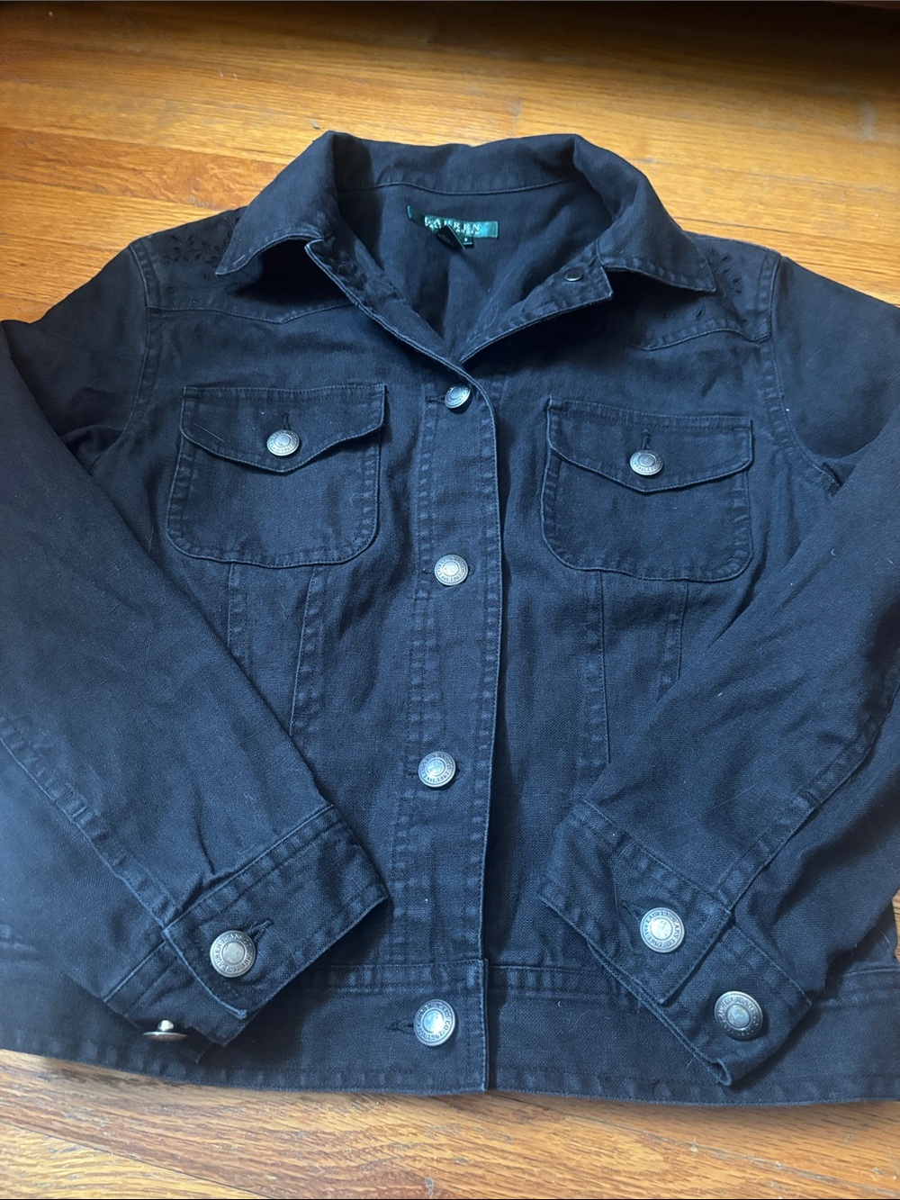 Ralph Lauren Black Jean Jacket with Button Front
